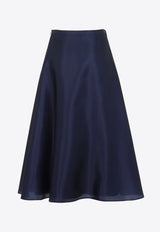 A-Line Silk Midi Skirt