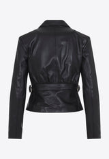 Leather Jacket with Back-Strap