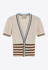 Openwork Striped Cardigan