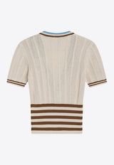 Openwork Striped Cardigan