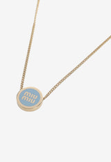 Enameled-Logo Brass Necklace
