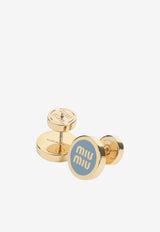 Enameled-Logo Brass Earrings