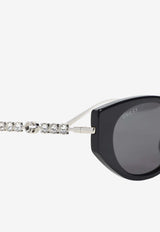 Low-Nose with Crystal-Embellishment Sunglasses