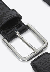 The Frankie Shop Toni Croc-Embossed Leather Belt Black BEFS21177LE/R_THE-148