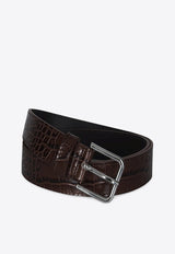 The Frankie Shop Toni Croc-Embossed Leather Belt Green BEFS21177LE/R_THE-885