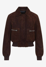 Suede Short Jacket with Front-Pockets