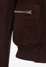 Suede Short Jacket with Front-Pockets