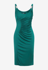 Midi Draped Dress with Medusa-Medallion