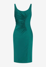 Midi Draped Dress with Medusa-Medallion