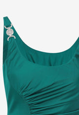 Midi Draped Dress with Medusa-Medallion