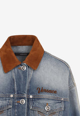 Denim Overwashed Jacket with Embroidered-Logo