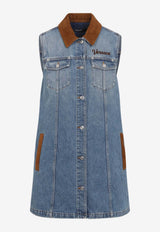 Denim Mini Dress with Embroidered-Logo