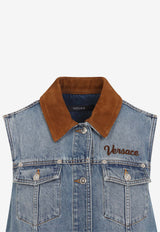 Denim Mini Dress with Embroidered-Logo