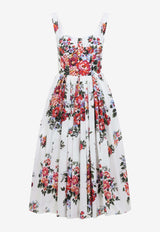 Floral-Print Pleated Midi Dress