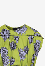 Floral-Print Draped Midi Dress