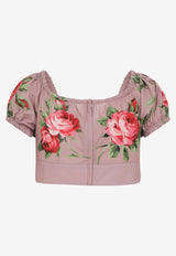 Floral-Print Cropped Top