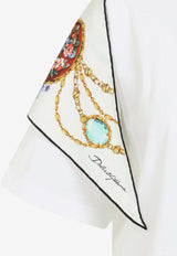 Crewneck T-shirt with Printed Shawl