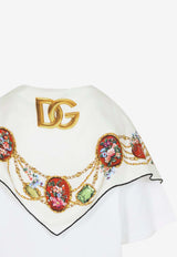 Crewneck T-shirt with Printed Shawl