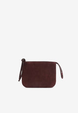Suede Pouch Bag with Embossed-Logo