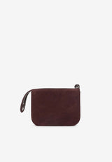 Suede Pouch Bag with Embossed-Logo