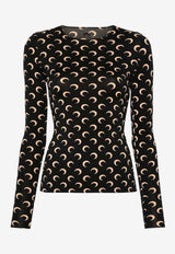 Marine Serre Moon Print Long-Sleeved T-shirt Black WTS006ACJER0001_IT99