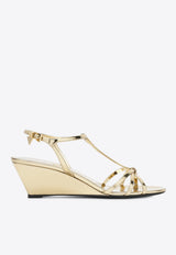 70 Metallic Leather Wedge Sandals