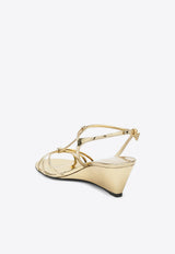 70 Metallic Leather Wedge Sandals
