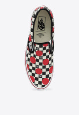 Dots Checkerboard-Print Slip-On Sneakers
