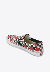 Dots Checkerboard-Print Slip-On Sneakers