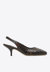60 Aged Leather Perforated Pumps