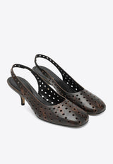60 Aged Leather Perforated Pumps