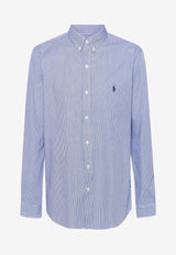 Polo Ralph Lauren Logo Embroidered Stripe Shirt Blue  710928254007_BLUE WHITE HAIRLINE STRIP_48136855