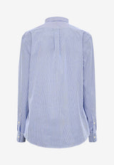 Polo Ralph Lauren Logo Embroidered Stripe Shirt Blue  710928254007_BLUE WHITE HAIRLINE STRIP_48136855