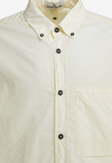 Stone Island Logo-Patched Buttoned Shirt White 1100027S0168V0093_309968c4-f5d8-40e3-ad23-b88485b98b81