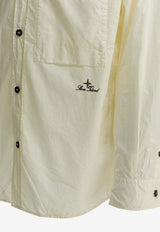 Stone Island Logo-Patched Buttoned Shirt White 1100027S0168V0093_309968c4-f5d8-40e3-ad23-b88485b98b81