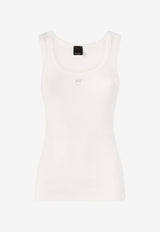 PINKO Logo Embroidered Tank Top White 100807A338Z05_White_44130114