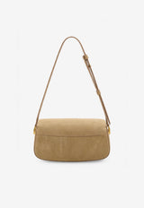 AMI PARIS Paris Paris Suede Shoulder Bag Honey ULL719AL0166A086_MIEL_48013846