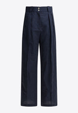 Striped Straight-Leg Pants
