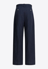 Striped Straight-Leg Pants