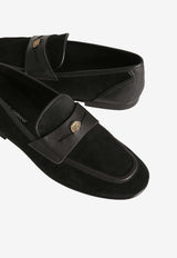Split Calfskin Slippers with Branded-Dime