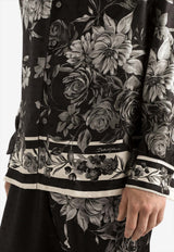 Flower-Print Jacquard Skill Shirt