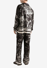 Flower-Print Jacquard Skill Shirt