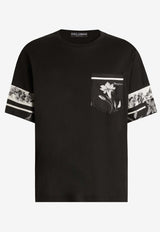 Crewneck T-shirt with Floral-Print