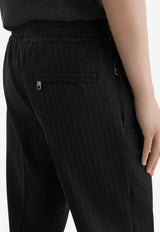 Pinstipe Pants with Elastic-Waist