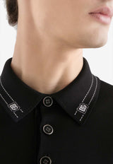 Silk Polo T-shirt with Contrasting-Logo