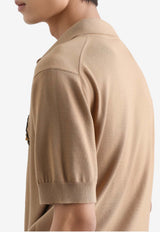 Wool Polo T-shirt with Logo-Patch