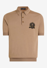 Wool Polo T-shirt with Logo-Patch