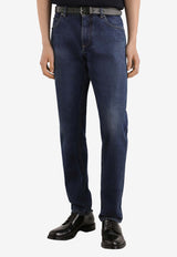 Straight-Leg Jeans with Embroidered-Logo