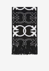 PINKO Jacquard Love Birds Logo Scarf Black 105992A2YO_ZZ2