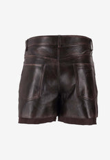 Miu Miu Vintage Leather Mini Shorts Brown MPP404SOOO1134_F0201